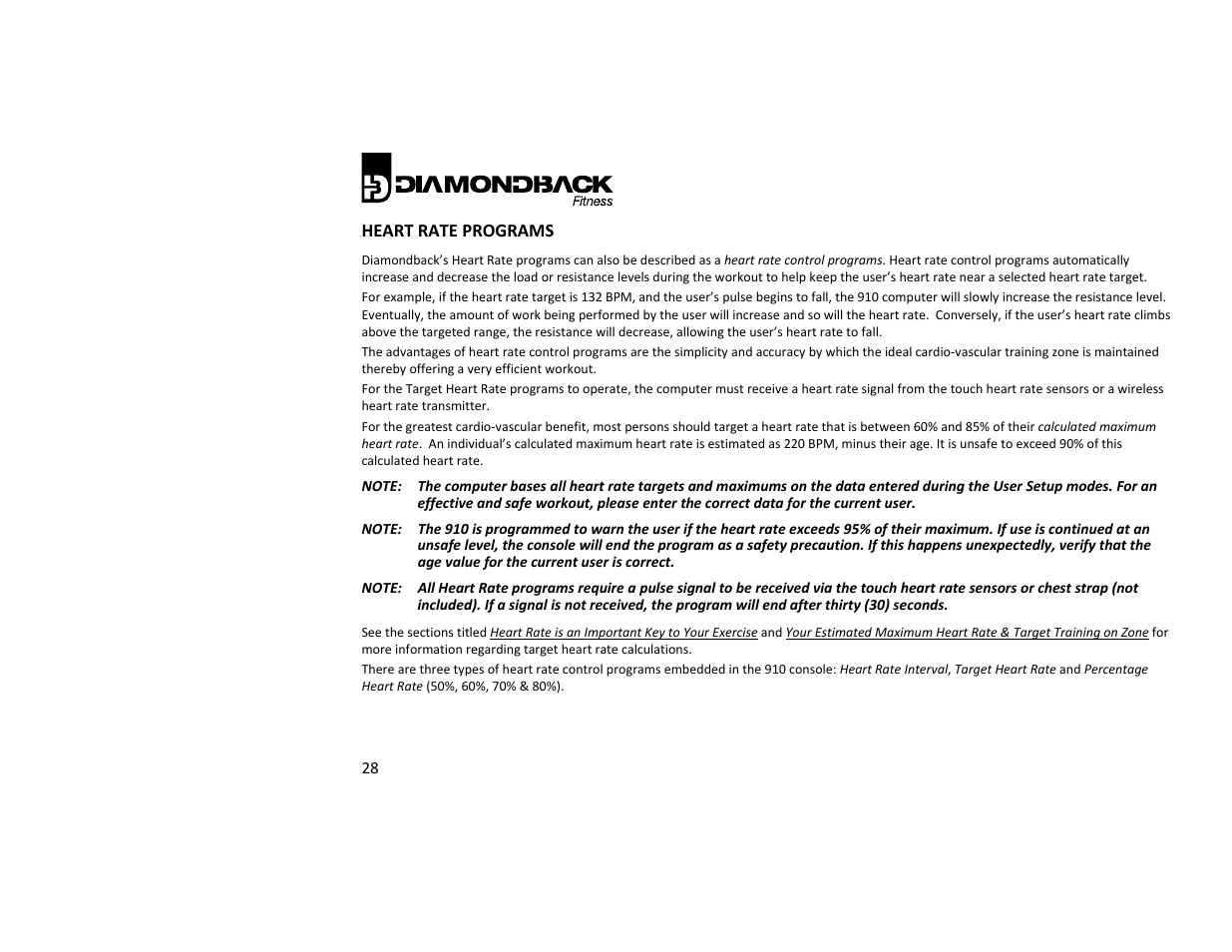 Diamondback Fitness 910Ub User Manual | Page 28 / 44