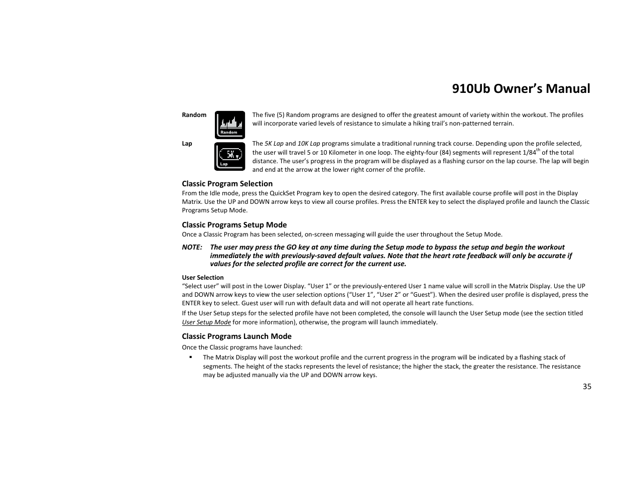 910ub owner’s manual | Diamondback Fitness 910Ub User Manual | Page 35 / 44