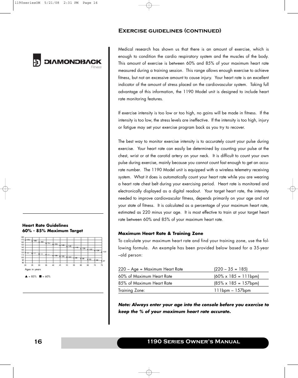Diamondback 1190 Er User Manual | Page 15 / 50