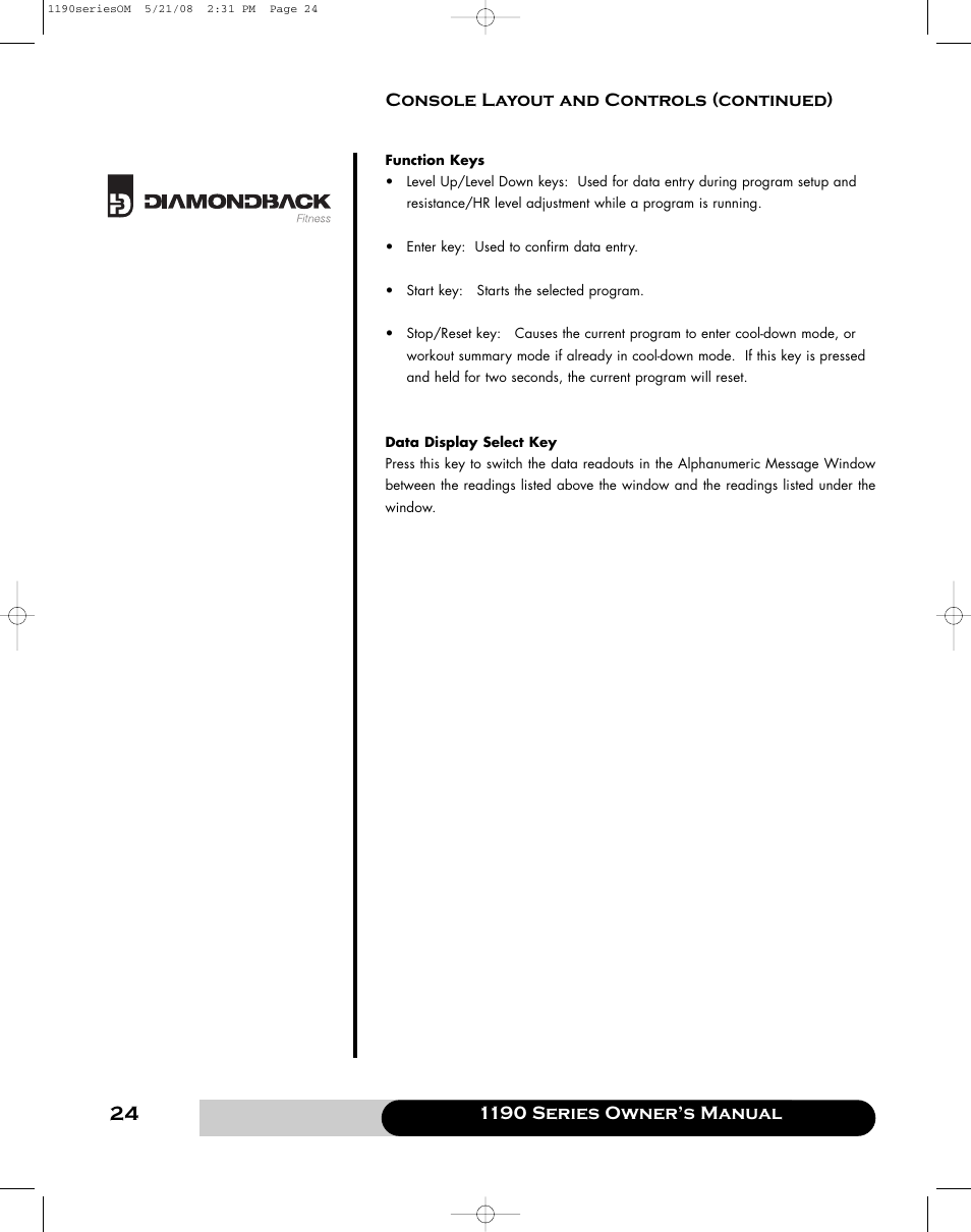 Diamondback 1190 Er User Manual | Page 23 / 50