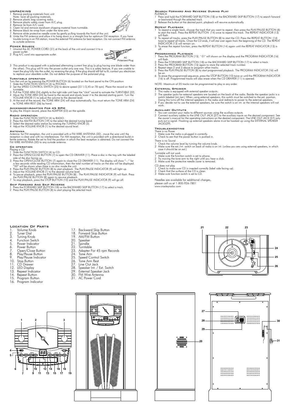 Rline out int. ext. l | Crosley Radio Crosley CD Console CR44CD User Manual | Page 2 / 2
