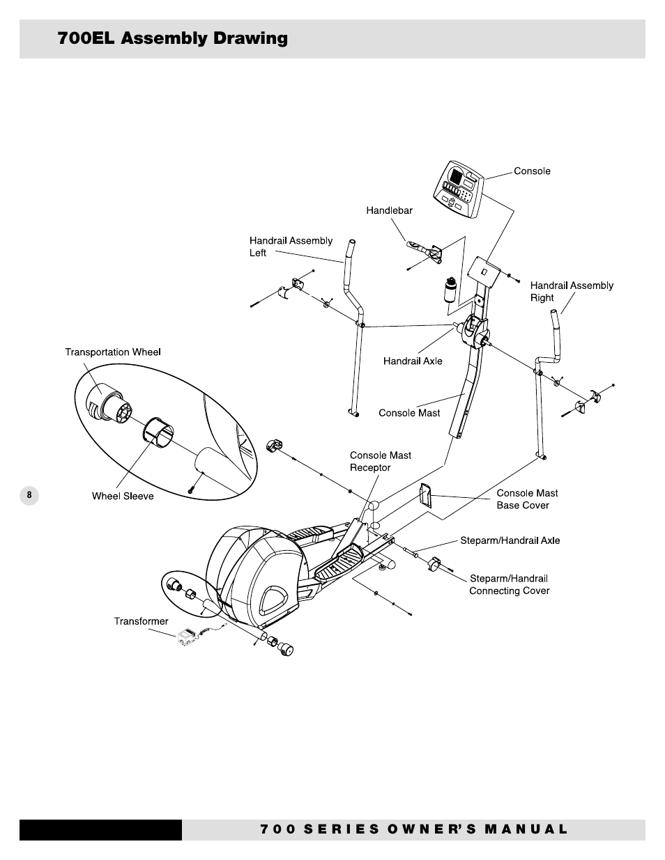 700el assembly drawing | Diamondback Fitness 700U User Manual | Page 12 / 22