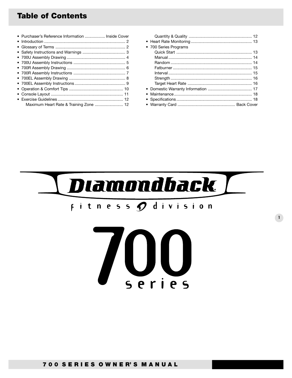 Diamondback Fitness 700U User Manual | Page 5 / 22