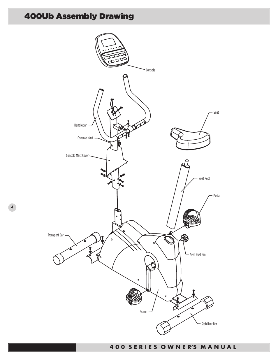400ub assembly drawing | Diamondback Fitness 400Ub User Manual | Page 6 / 24