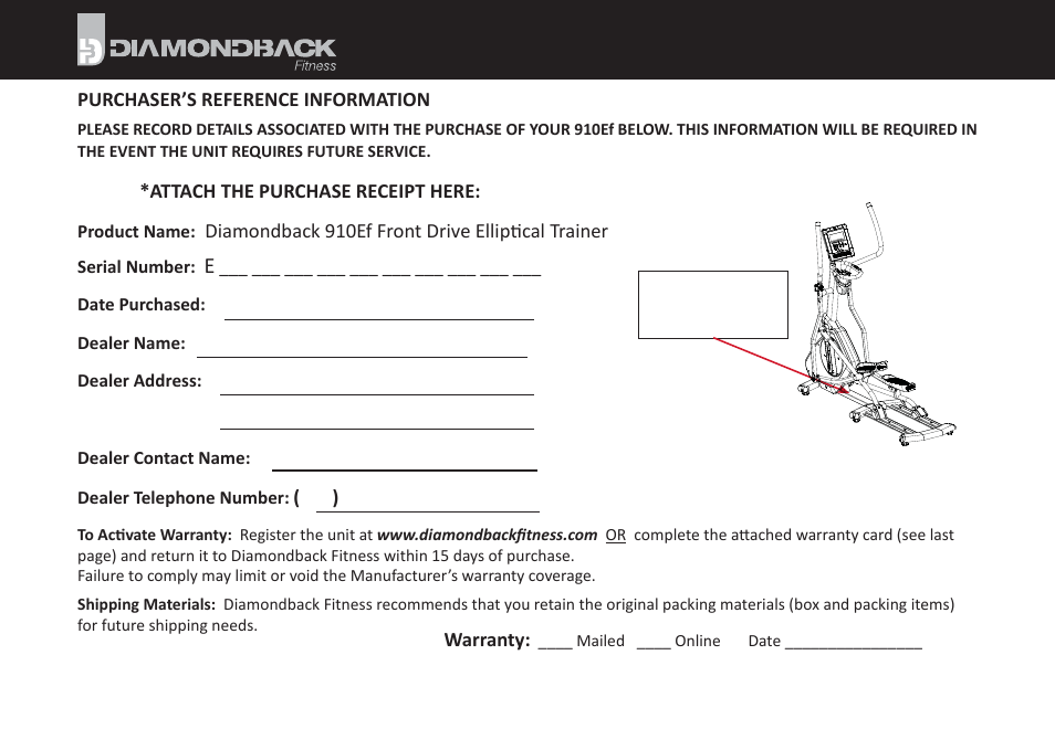 Sample | Diamondback Fitness 910Ef User Manual | Page 2 / 56