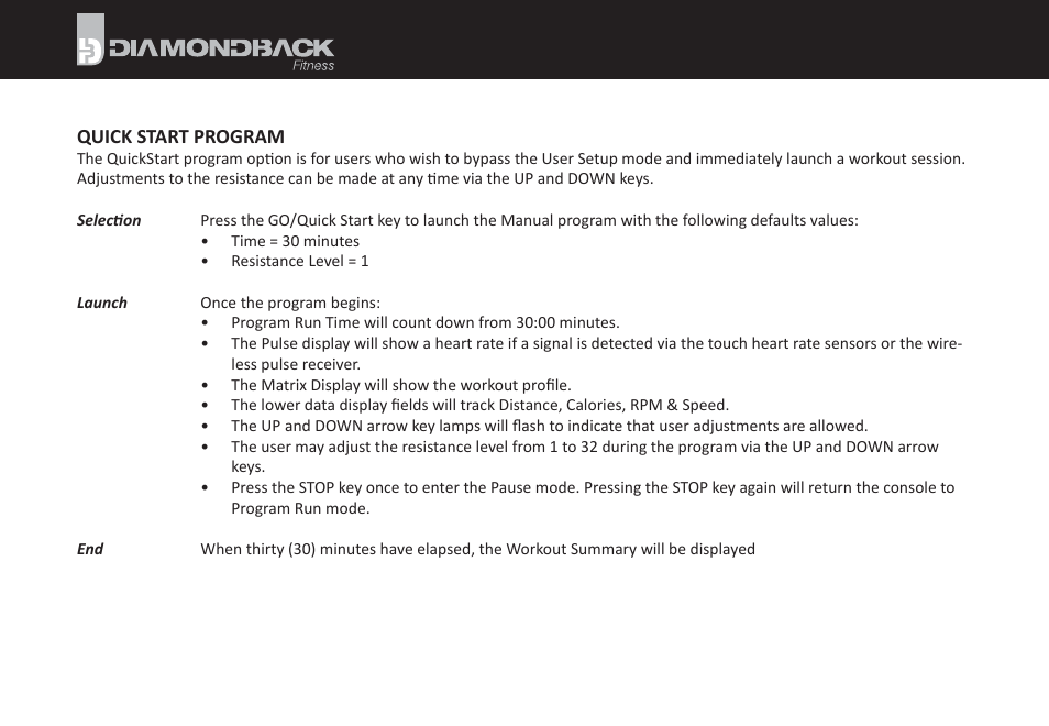 Diamondback Fitness 910Ef User Manual | Page 34 / 56