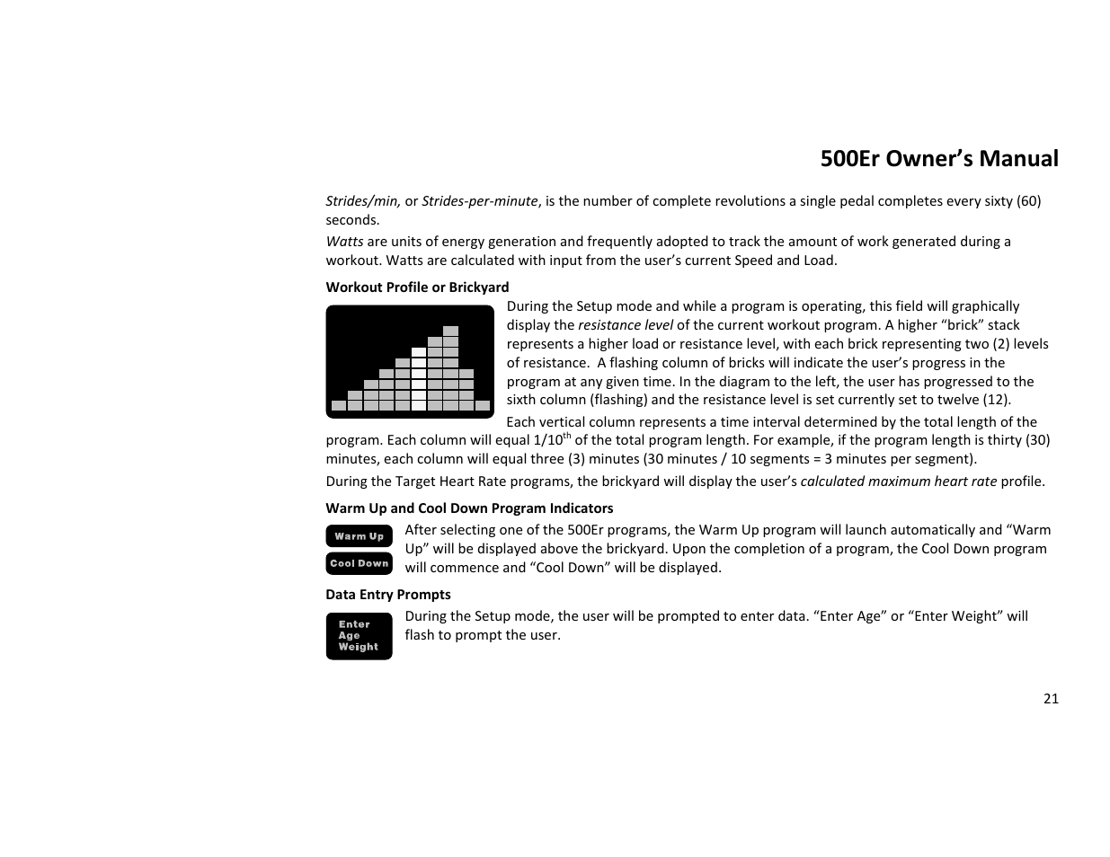 500er owner’s manual | Diamondback 500ER User Manual | Page 21 / 40