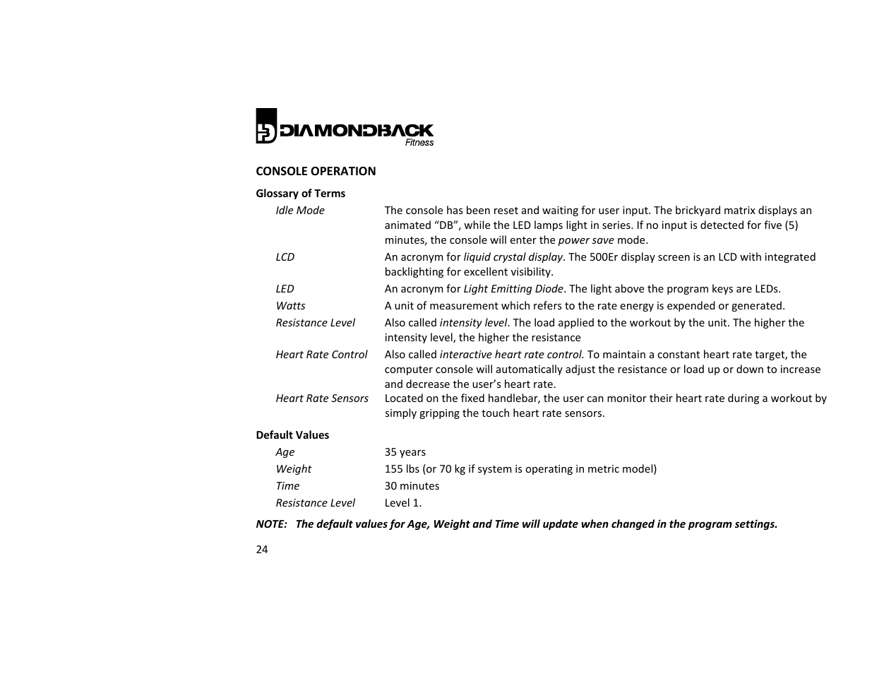 Diamondback 500ER User Manual | Page 24 / 40