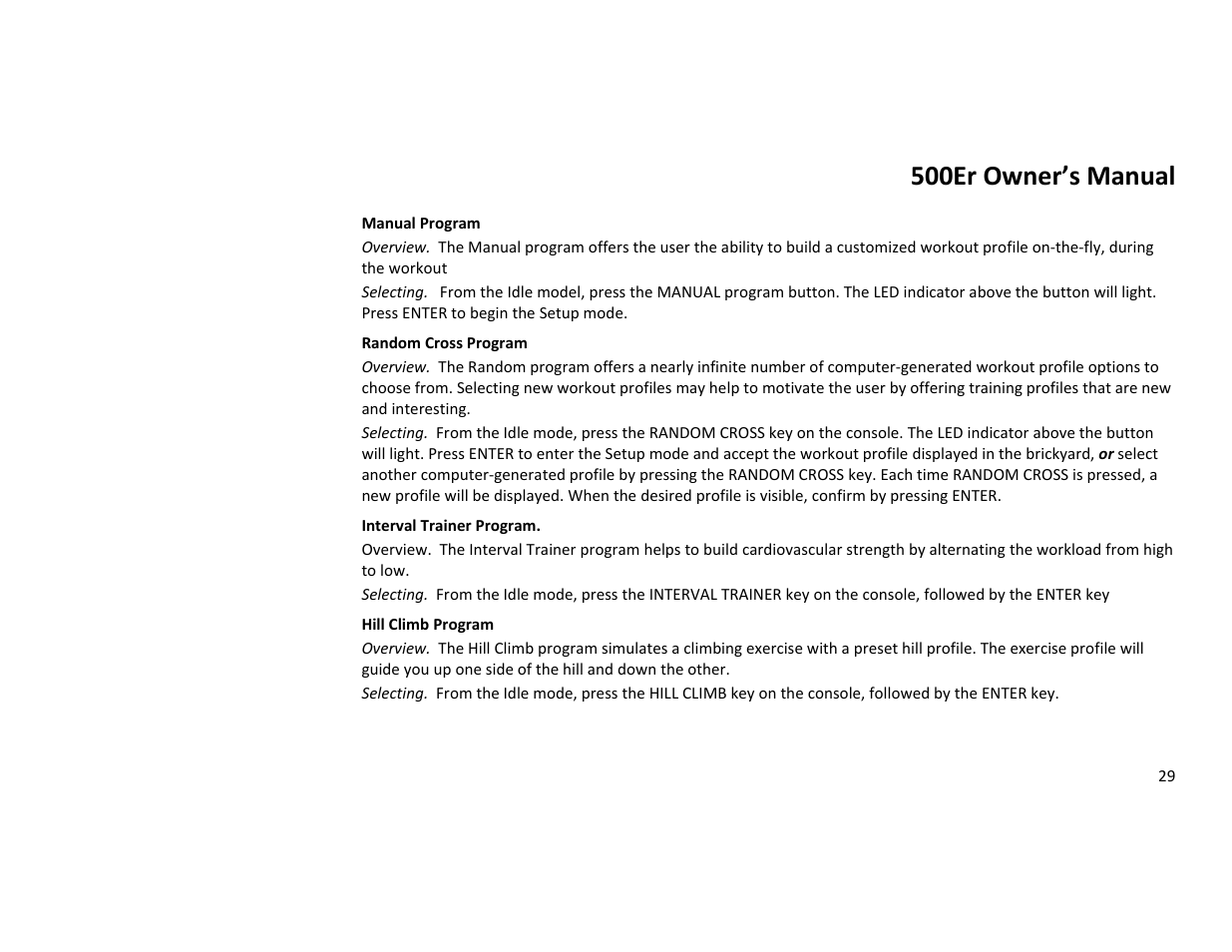 500er owner’s manual | Diamondback 500ER User Manual | Page 29 / 40