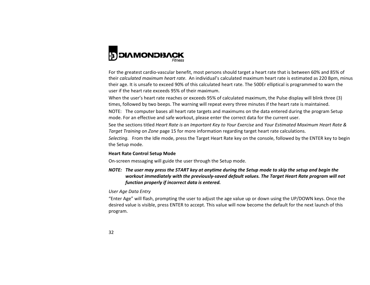 Diamondback 500ER User Manual | Page 32 / 40