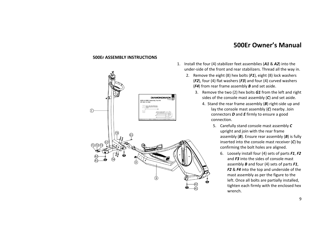 500er owner’s manual | Diamondback 500ER User Manual | Page 9 / 40