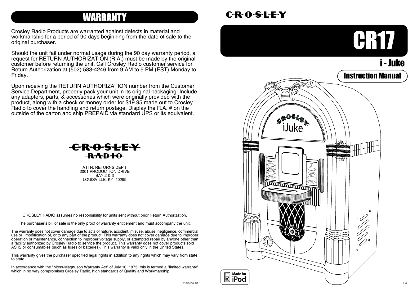 Crosley Radio Crosley iJuke CR17 User Manual | 6 pages