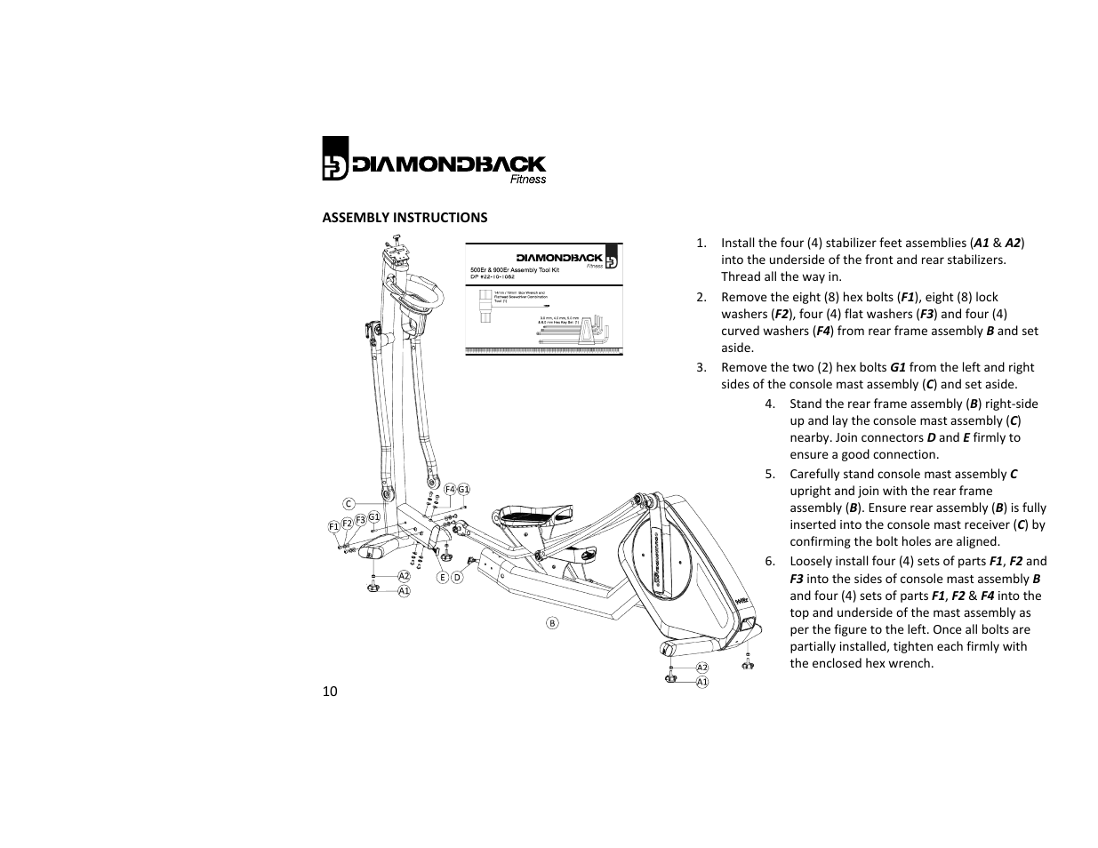 Diamondback Fitness 900Er User Manual | Page 10 / 52