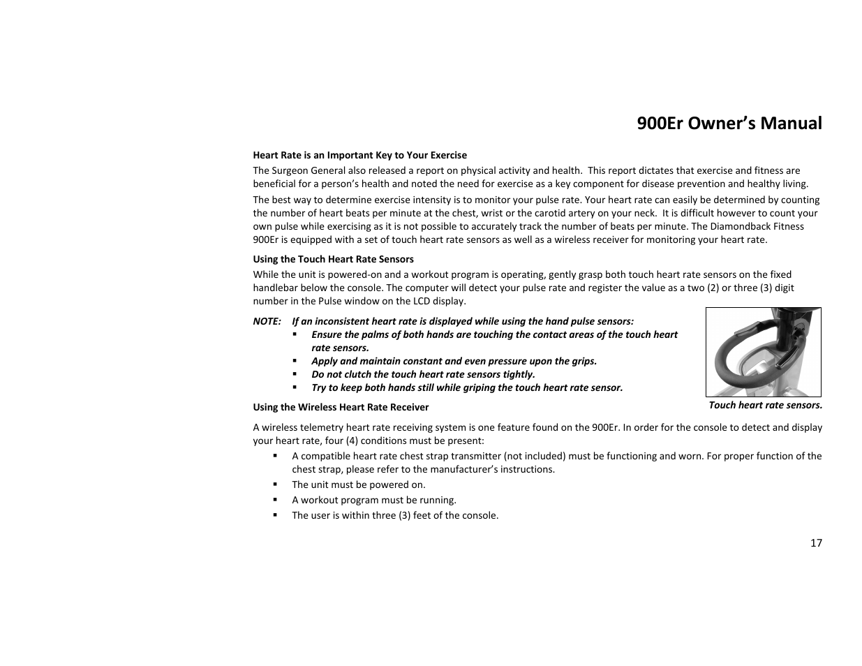 900er owner’s manual | Diamondback Fitness 900Er User Manual | Page 17 / 52