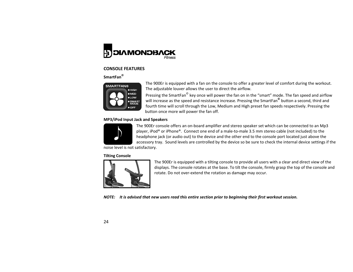 Diamondback Fitness 900Er User Manual | Page 24 / 52