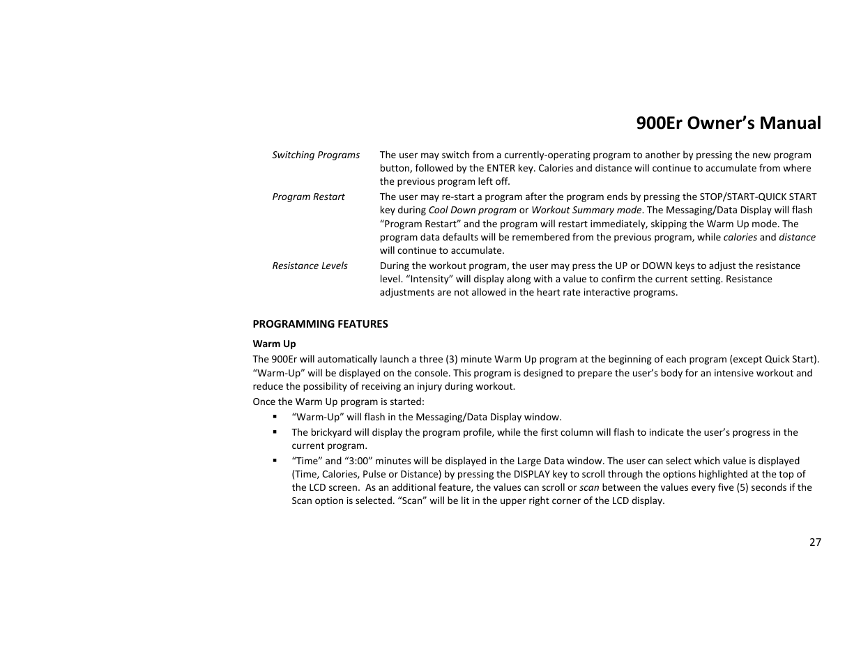 900er owner’s manual | Diamondback Fitness 900Er User Manual | Page 27 / 52