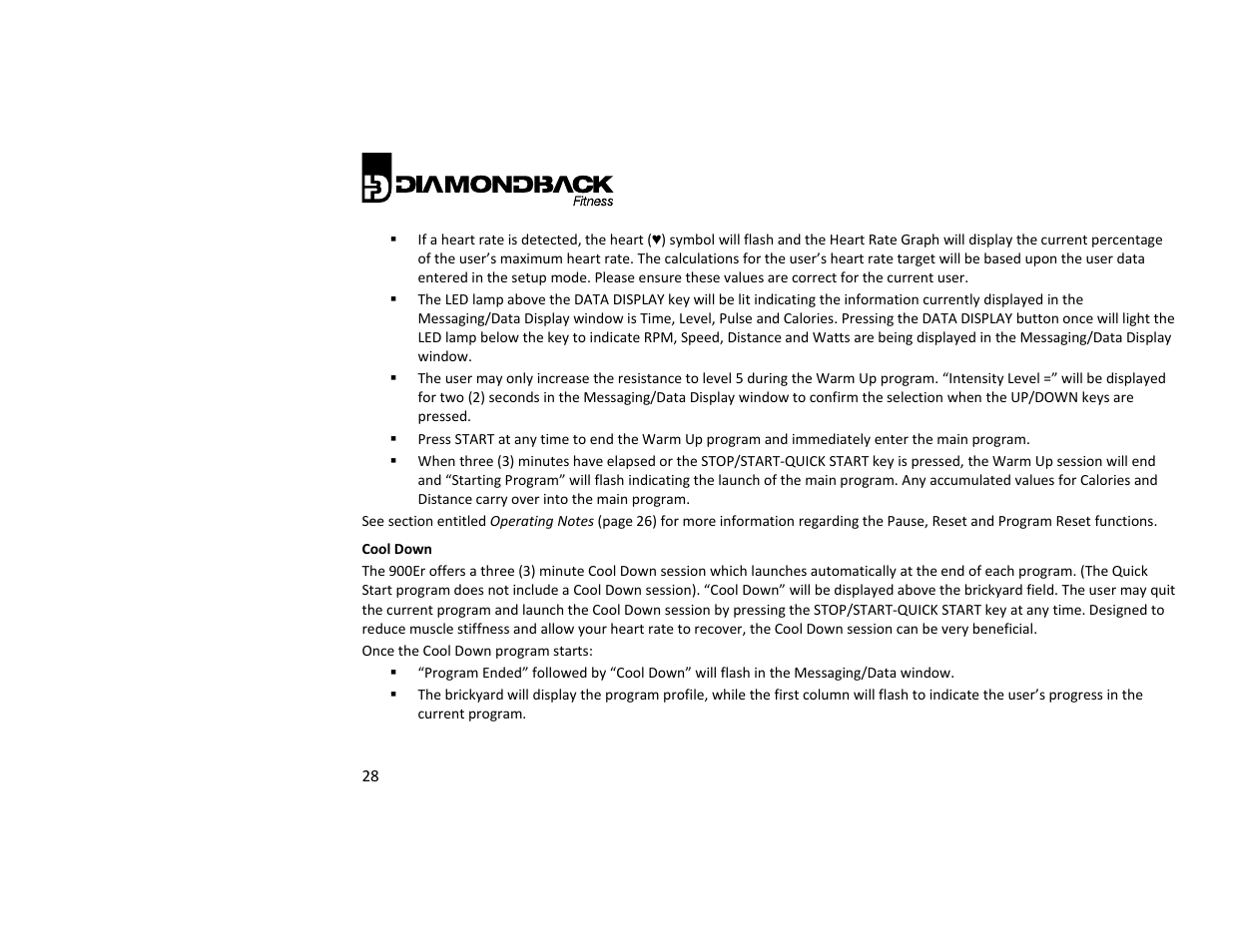 Diamondback Fitness 900Er User Manual | Page 28 / 52