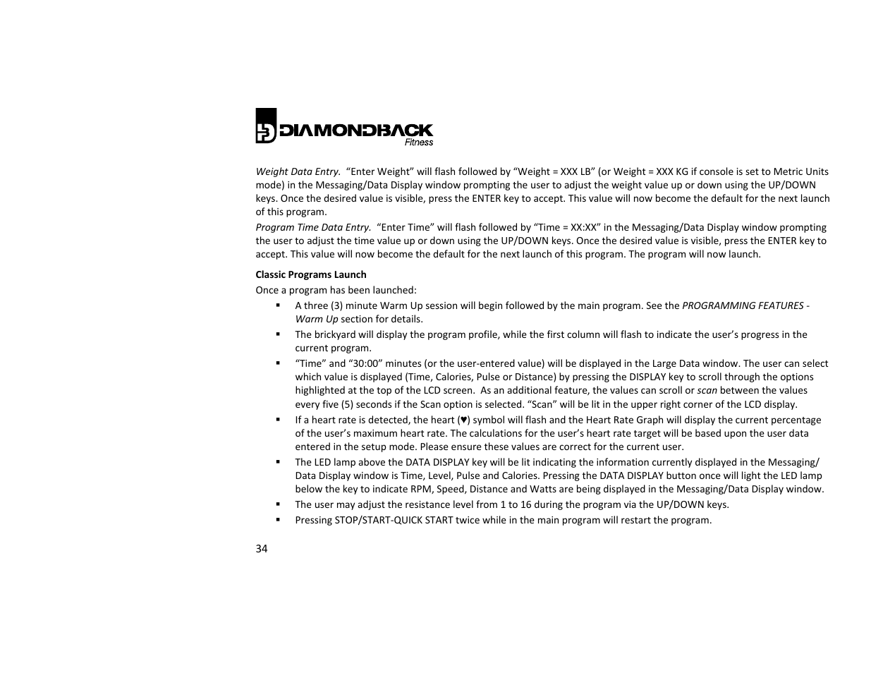 Diamondback Fitness 900Er User Manual | Page 34 / 52