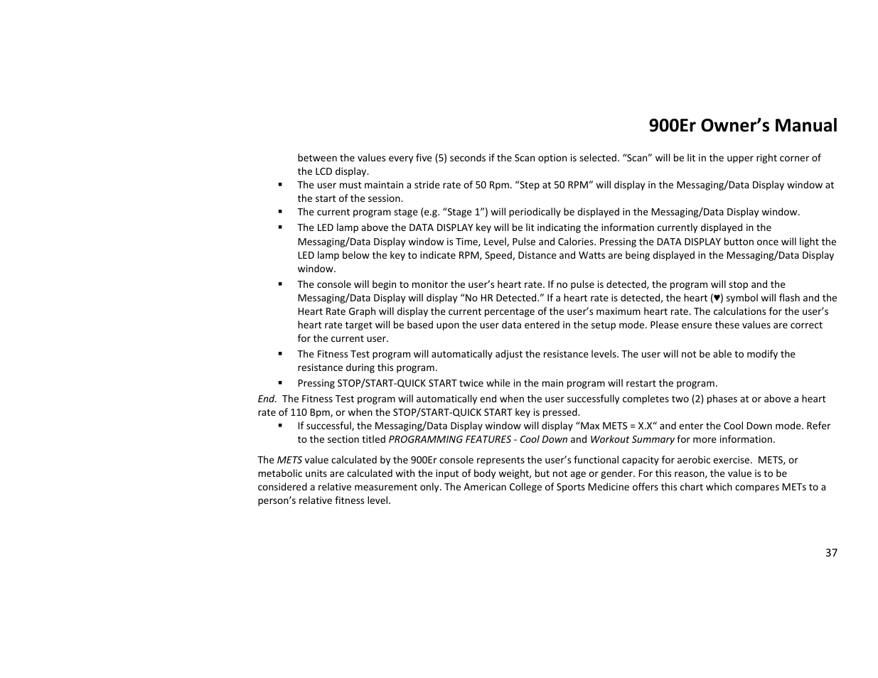 900er owner’s manual | Diamondback Fitness 900Er User Manual | Page 37 / 52