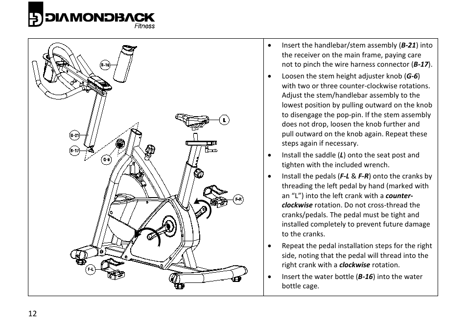 Diamondback Fitness 910Ic User Manual | Page 12 / 36