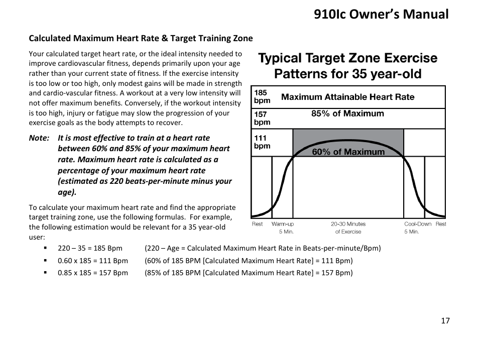 910ic owner’s manual | Diamondback Fitness 910Ic User Manual | Page 17 / 36