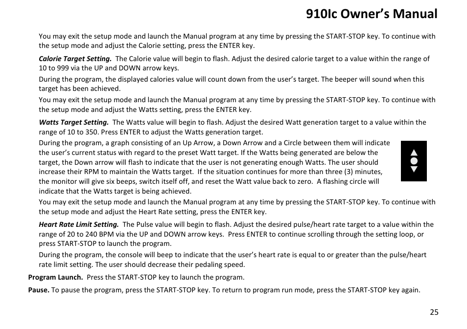 910ic owner’s manual | Diamondback Fitness 910Ic User Manual | Page 25 / 36