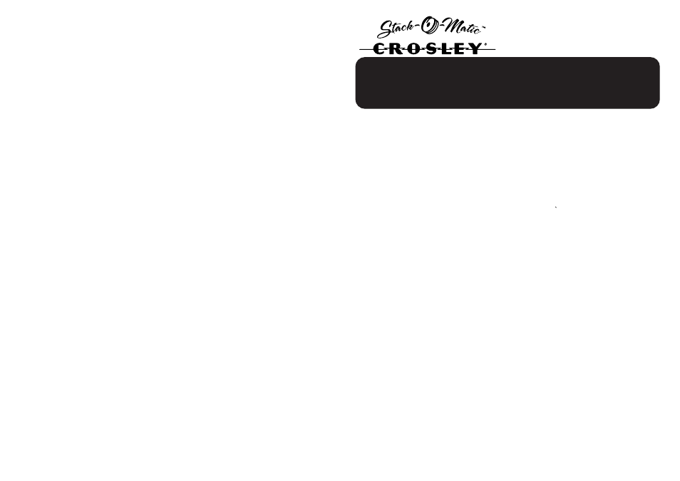 Crosley Radio Crosley Mission Stack-O-Matic CR72 User Manual | 8 pages