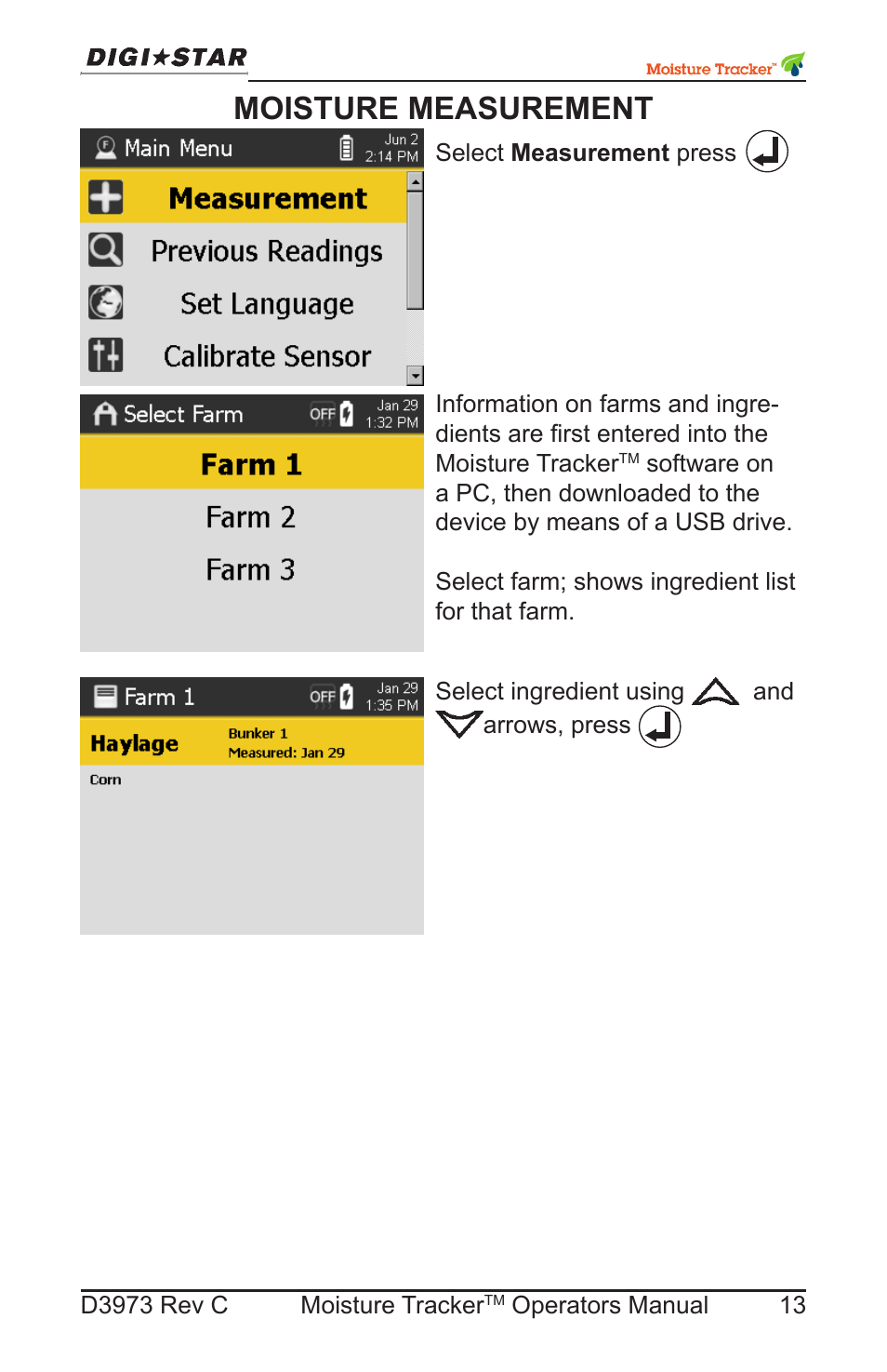 Moisture measurement | Digi-Star Moisture Tracker User Manual | Page 13 / 34