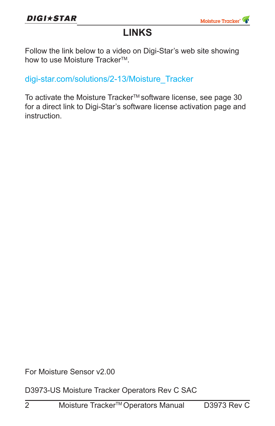Links | Digi-Star Moisture Tracker User Manual | Page 2 / 34