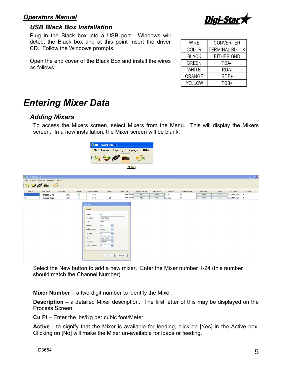 Entering mixer data | Digi-Star RF DataLink Operators Manual User Manual | Page 11 / 34