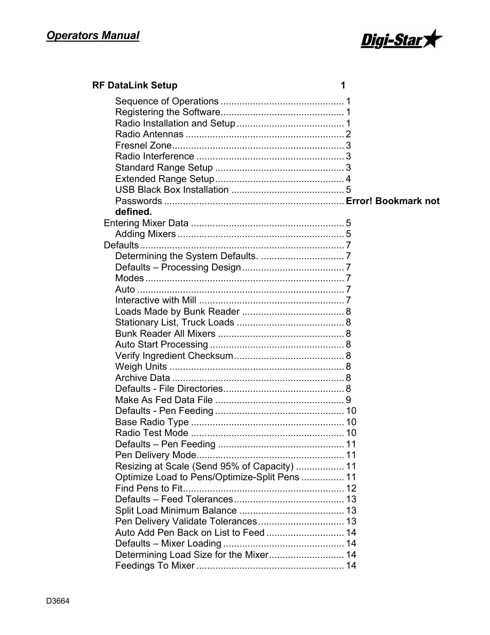 Operators manual | Digi-Star RF DataLink Operators Manual User Manual | Page 5 / 34