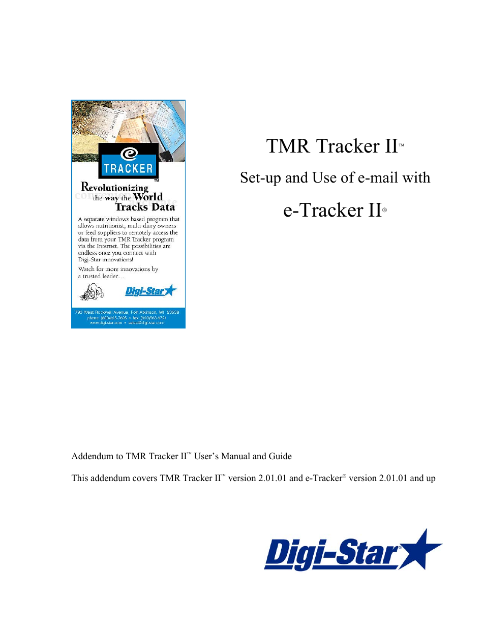 Digi-Star TMR Tracker II Set-up and Use of e-mail withe-Tracker II User Manual | 8 pages