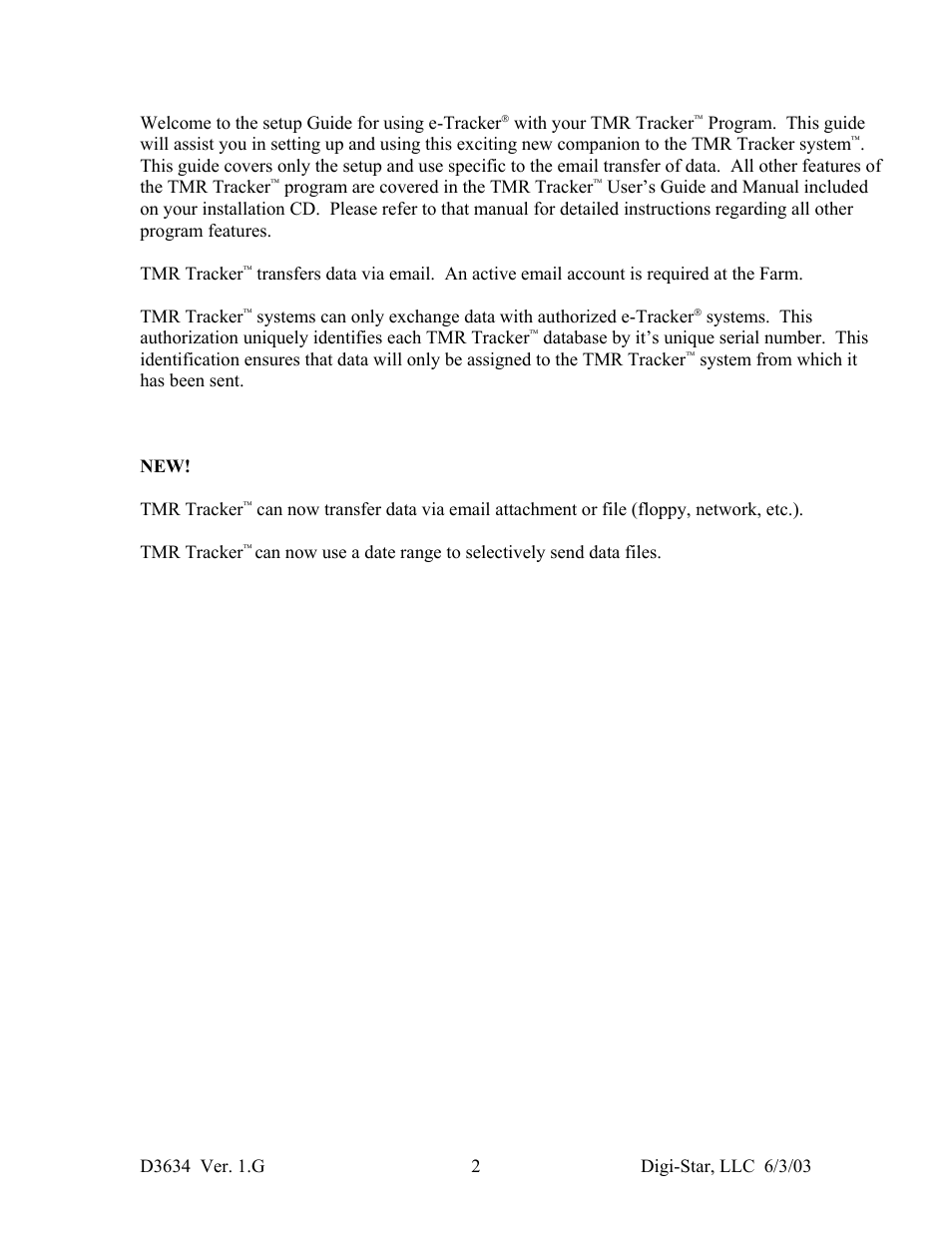 Digi-Star TMR Tracker II Set-up and Use of e-mail withe-Tracker II User Manual | Page 2 / 8