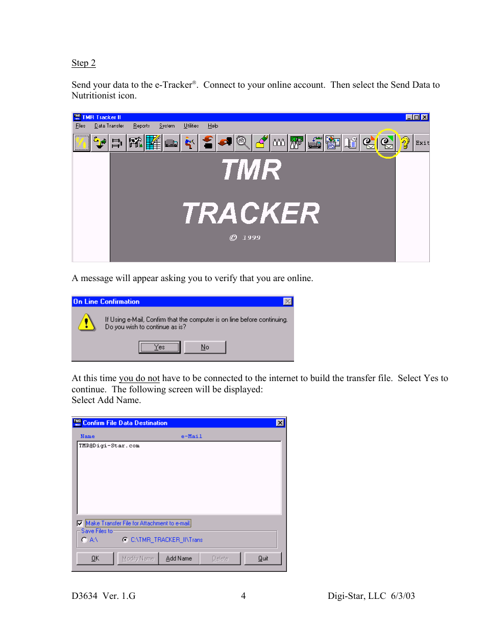 Digi-Star TMR Tracker II Set-up and Use of e-mail withe-Tracker II User Manual | Page 4 / 8