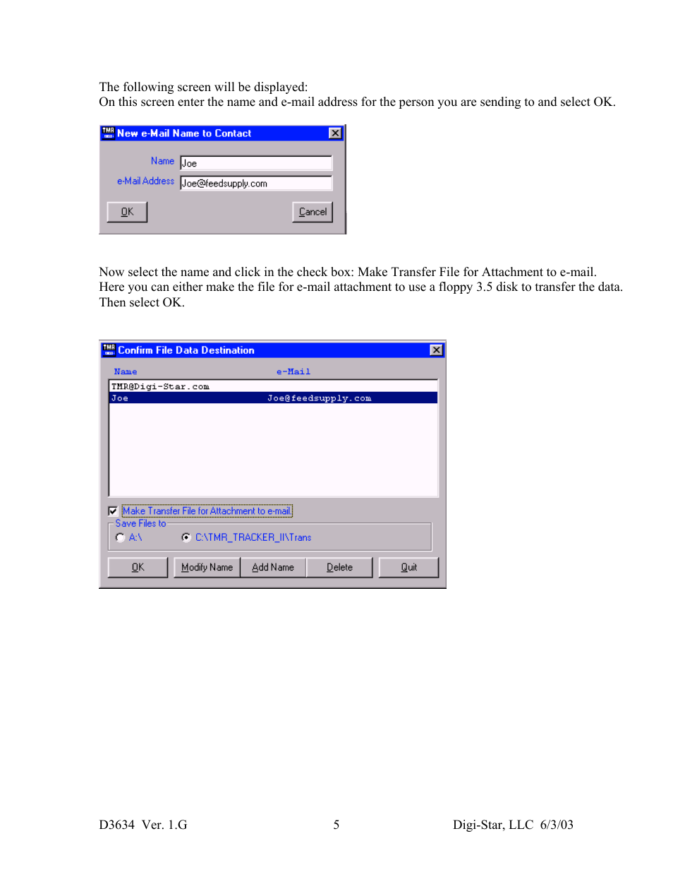 Digi-Star TMR Tracker II Set-up and Use of e-mail withe-Tracker II User Manual | Page 5 / 8