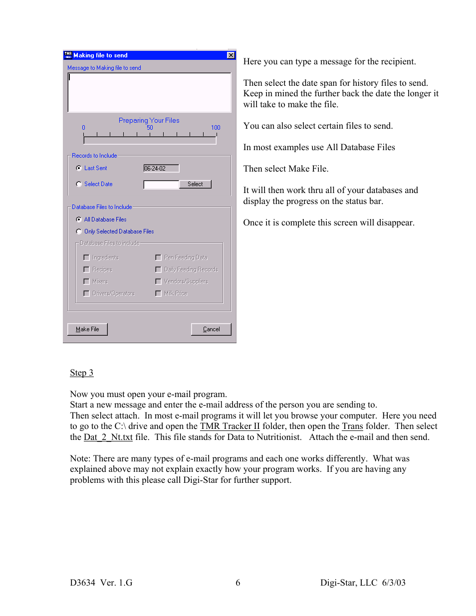 Digi-Star TMR Tracker II Set-up and Use of e-mail withe-Tracker II User Manual | Page 6 / 8