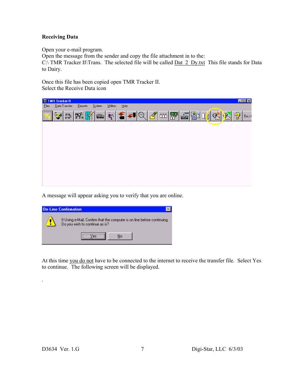 Digi-Star TMR Tracker II Set-up and Use of e-mail withe-Tracker II User Manual | Page 7 / 8