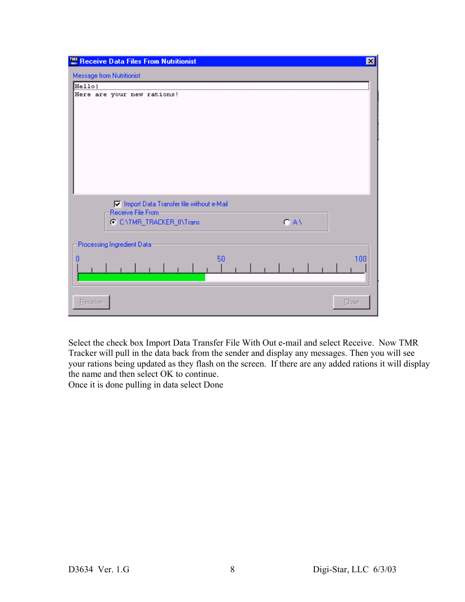 Digi-Star TMR Tracker II Set-up and Use of e-mail withe-Tracker II User Manual | Page 8 / 8