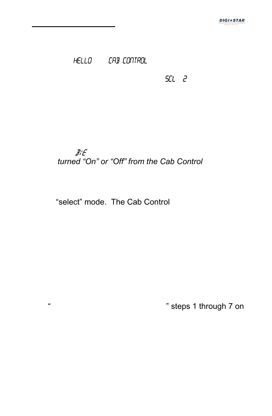 Operators manual | Digi-Star Cab Control 2.4 User Manual | Page 5 / 10