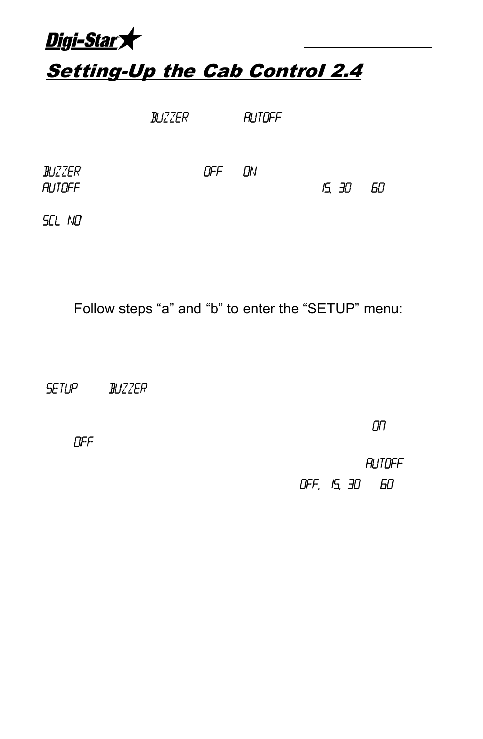 Setting-up the cab control 2.4, Cab control 2.4 | Digi-Star Cab Control 2.4 User Manual | Page 8 / 10