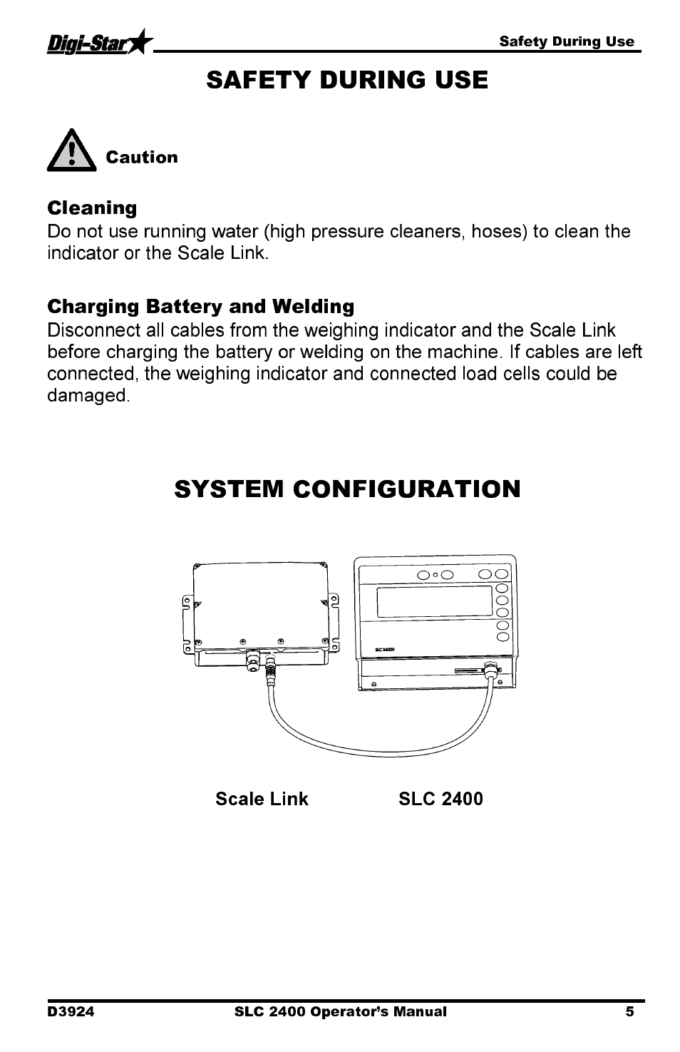 Cleaning, Charging battery and welding | Digi-Star SLC 2400 User Manual | Page 5 / 22
