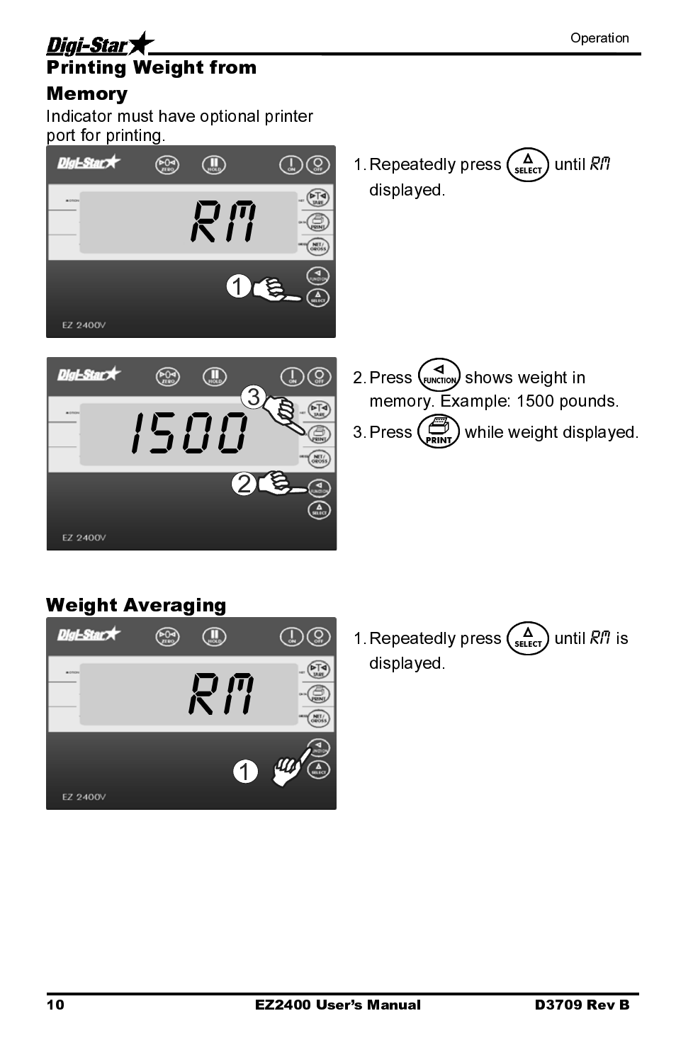 Rm i500, Weight averaging | Digi-Star EZ2400 User Manual | Page 14 / 29