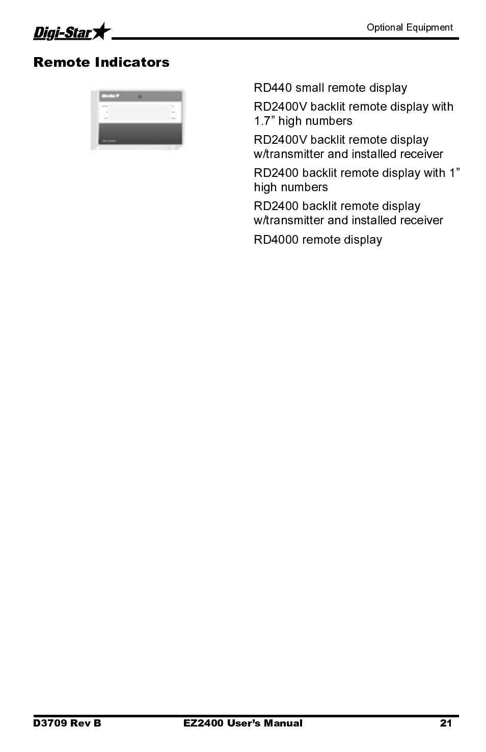 Remote indicators | Digi-Star EZ2400 User Manual | Page 25 / 29