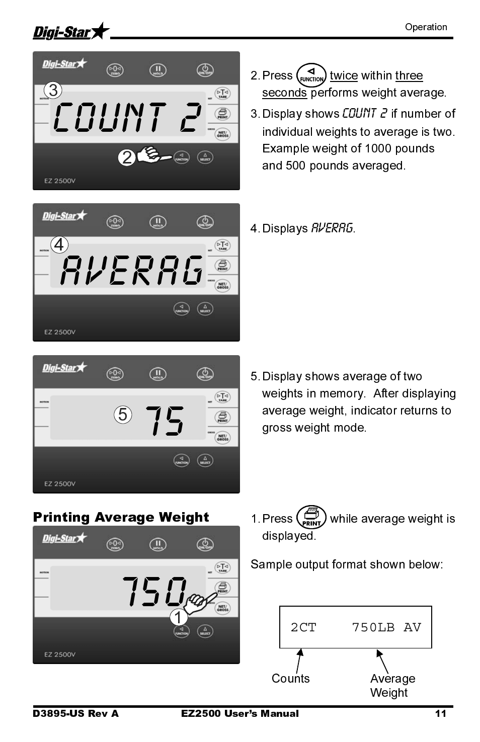 Averag 75, Count 2 | Digi-Star EZ2500 User Manual | Page 15 / 26