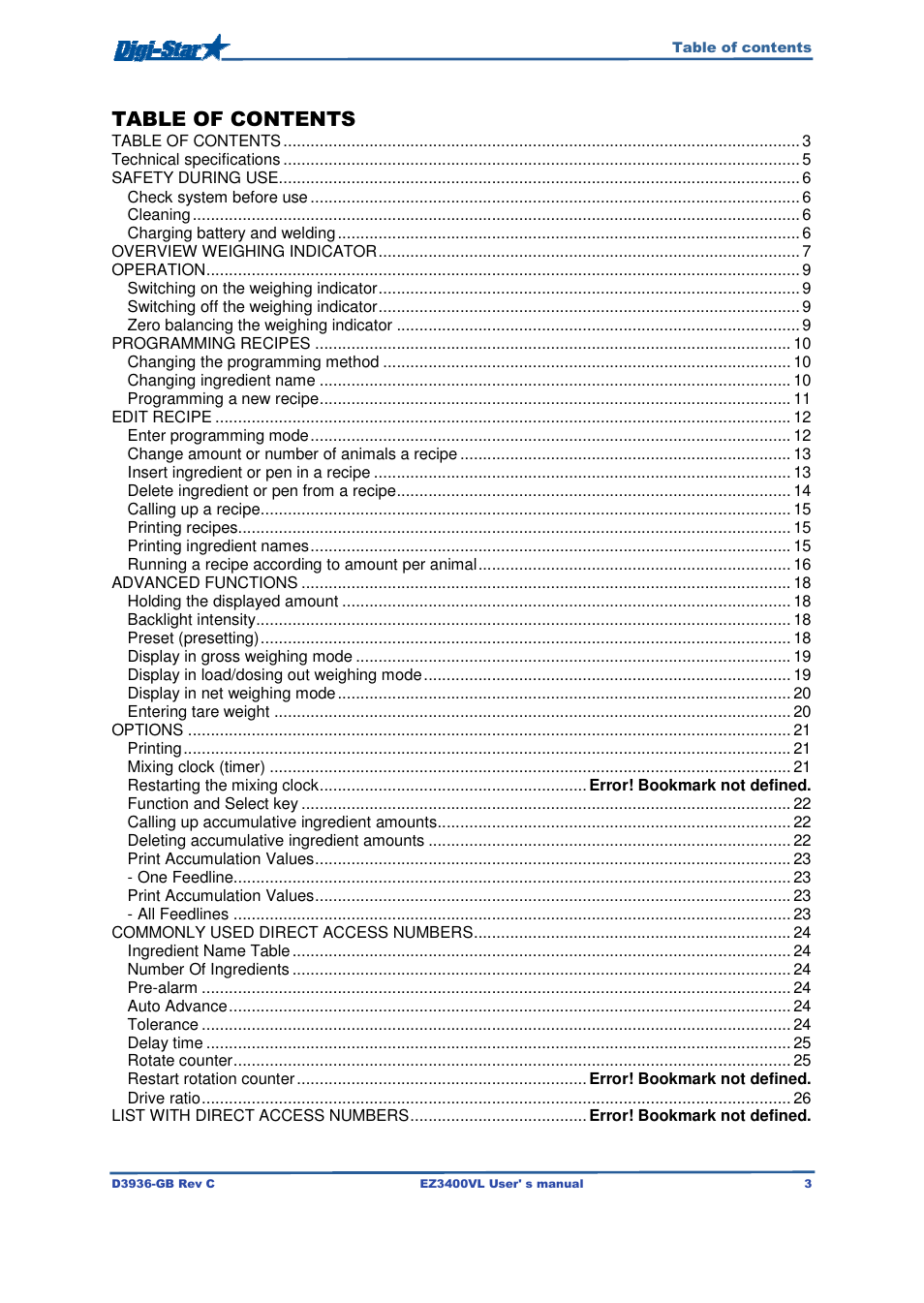 Digi-Star EZ3400VL User Manual | Page 3 / 33