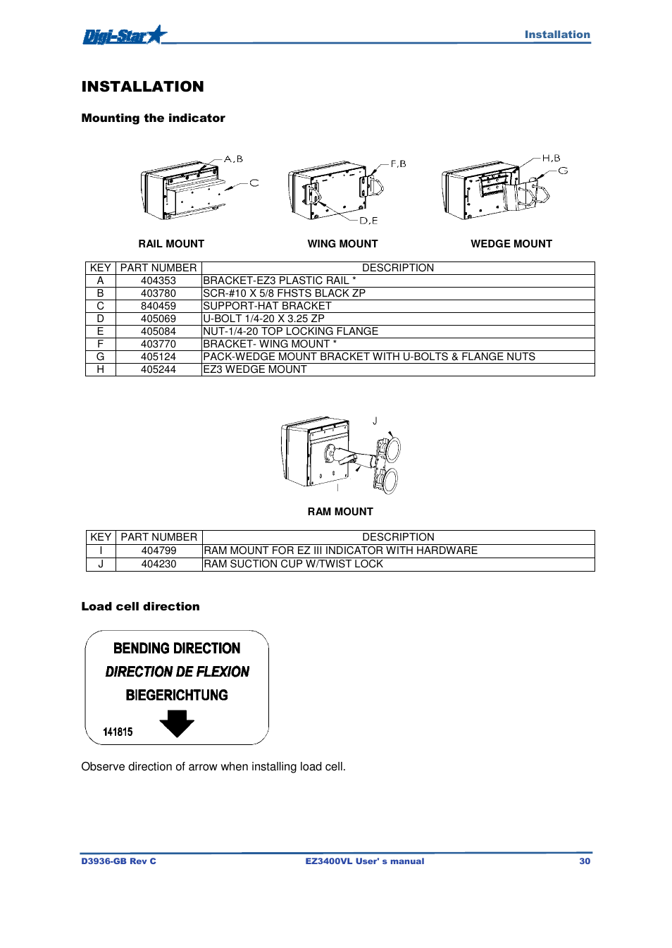 Installation | Digi-Star EZ3400VL User Manual | Page 30 / 33