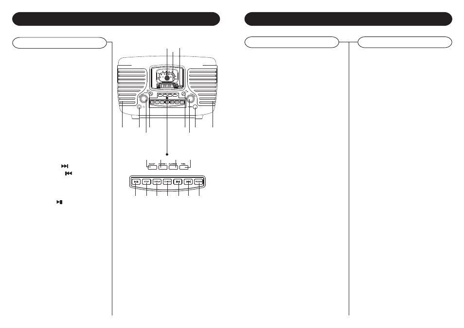 Control locators, Clock & alarm operation, Snooze function | Unit controls, Sleep function | Crosley Radio Crosley Corsair CR612 User Manual | Page 5 / 7