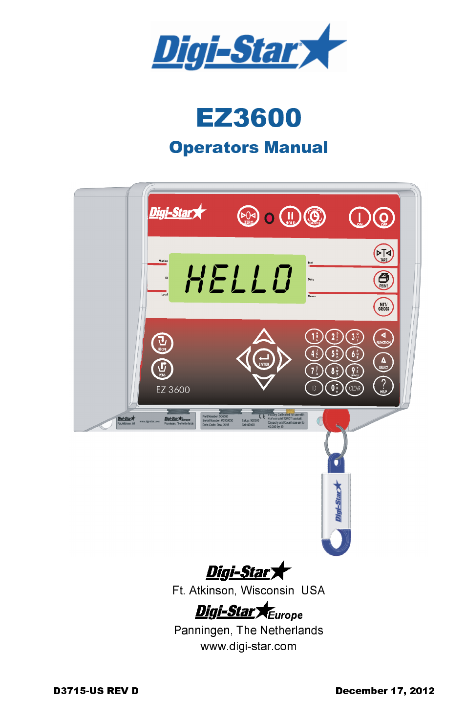 Digi-Star EZ 3600 Manual DataKey User Manual | 50 pages
