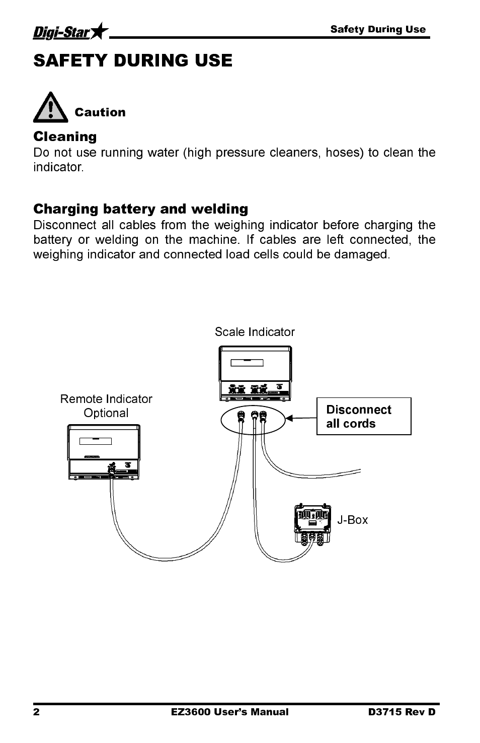 Cleaning, Charging battery and welding | Digi-Star EZ 3600 Manual DataKey User Manual | Page 6 / 50