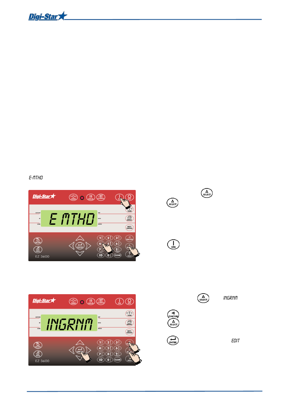 Programming recipes, Changing the programming method, Changing ingredient names | E mthd ingrnm | Digi-Star EZ 3600V Manual USB User Manual | Page 20 / 43